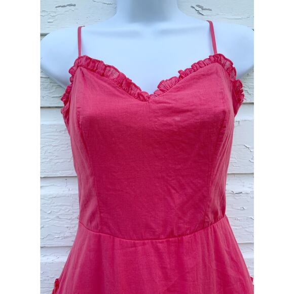 Mi Ami Dress Womens XXS Pink Tiered Ruffle Sweatheart Sleeveless Mini Strappy - Picture 3 of 6